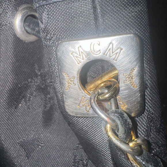 MCM Black Monogram Bucket Crossbody with Gold Chain - Picture 5 of 7
